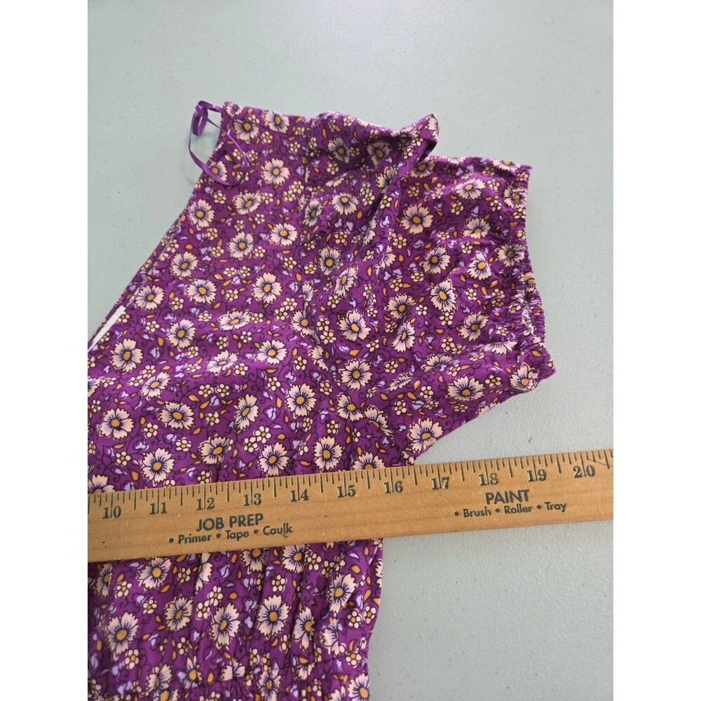 J. Crew purple floral smocked waist poplin midi cotton dress pockets 8 Cottageco